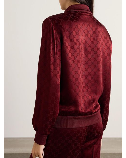 Gucci Red Satin-Jacquard Track Jacket