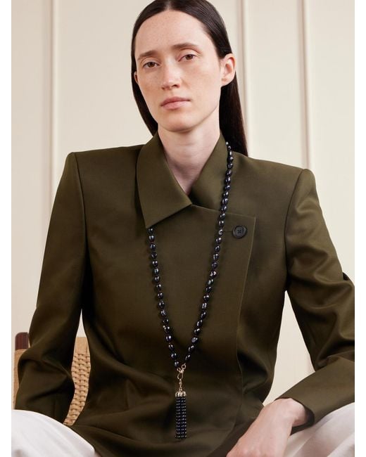 Lucy Delius Black 14-Karat, Diamonds And Pearl Beaded Necklace