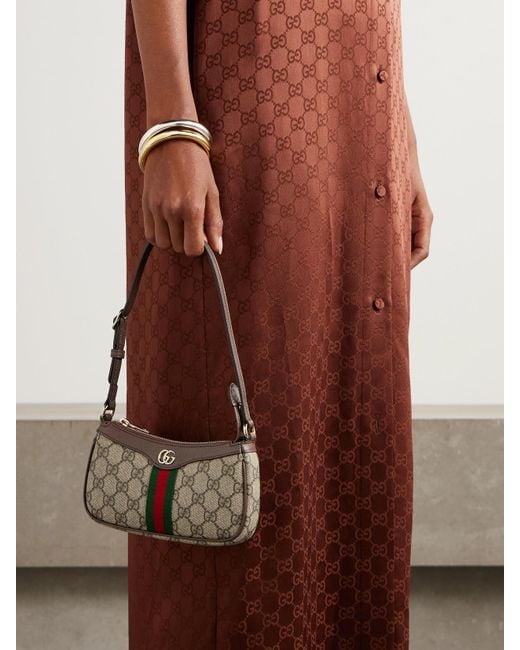 Gucci Metallic Ophidia Mini Schultertasche Aus Bedrucktem, Beschichtetem Canvas Mit Lederbesätzen