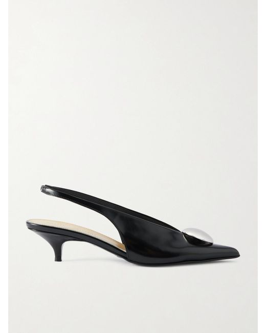 Proenza Schouler Natural Dome Slingback-Pumps Aus Leder Mit Verzierung