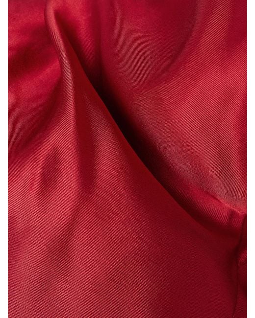 Khaite Red Daria Satin-Crepe Turtleneck Mini Dress
