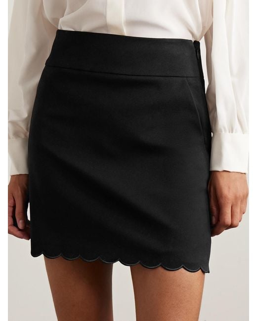 Chloé Black Scalloped Cotton-Blend Mini Skirt