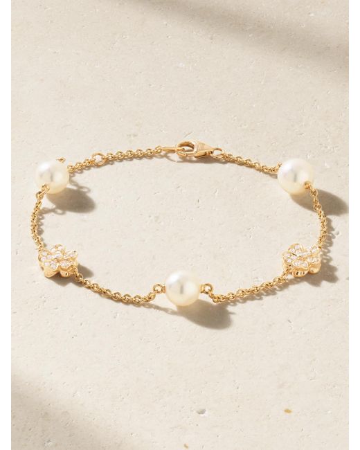 Mikimoto Natural 18-Karat, Diamond And Pearl Bracelet