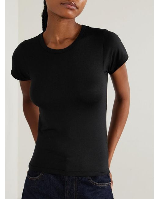 ÉTERNE Black Stretch-Modal Jersey T-Shirt