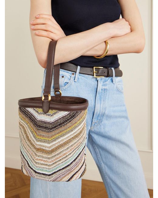 Missoni White Leather-Trimmed Metallic Crochet-Knit Tote