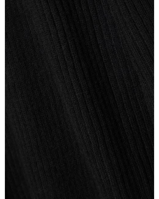 LeKasha Black Logan Ribbed Organic Cashmere Midi Dress