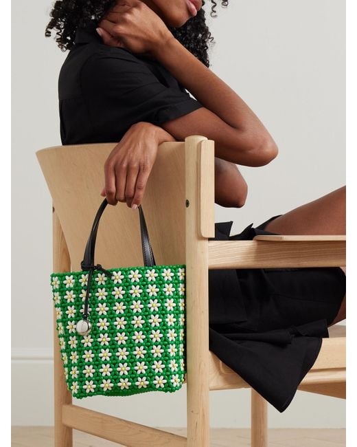 Loewe Green Paula's Ibiza Beaded Leather Tote
