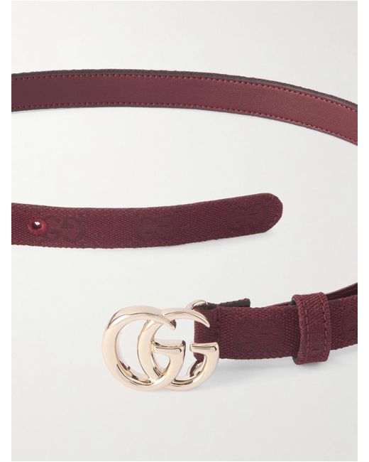 Gucci Red Gg Marmont Canvas-Jacquard Belt