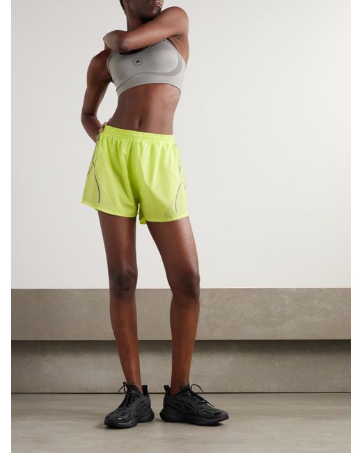 Adidas By Stella McCartney Yellow Truepace Printed Recycled-Shell Shorts