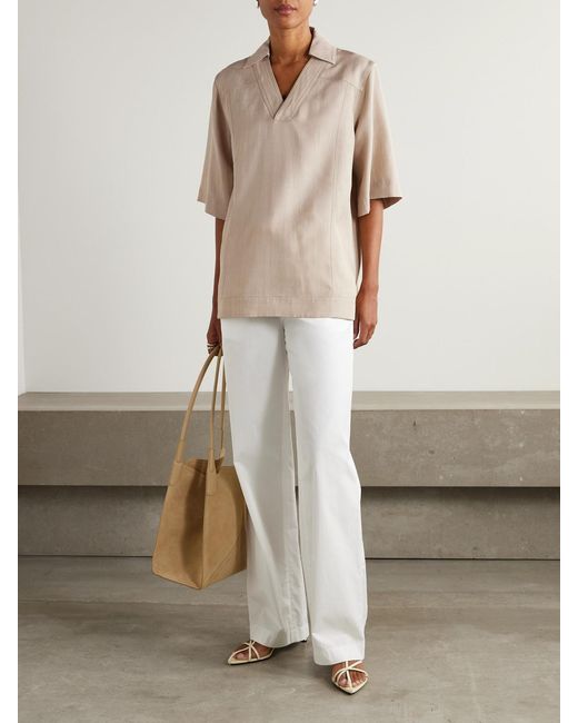 Loulou de Saison Natural Woven Polo Shirt