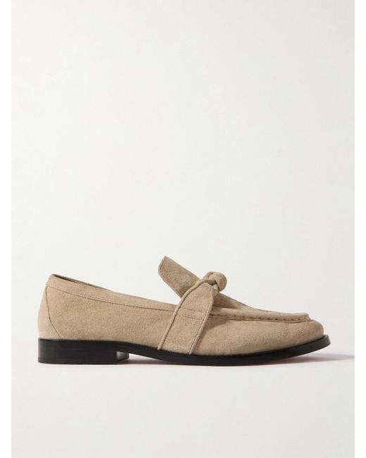 Bottega Veneta Natural Astaire Embellished Suede Loafers