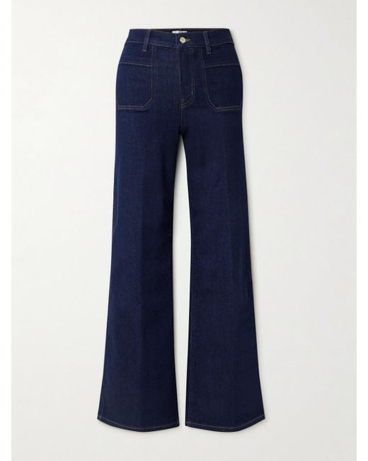FRAME Blue Le Slim Palazzo Modernist Pocket Hoch Sitzende Jeans Mit Weitem Bein