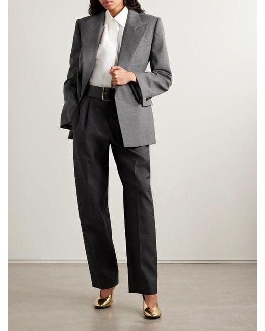 Givenchy Gray Double-Breasted Wool-Twill Blazer