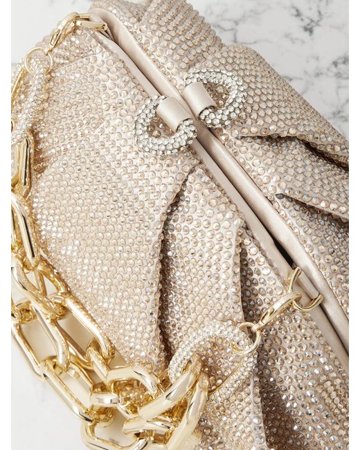 Judith Leiber Natural Gemma Crystal-Embellished Satin Clutch