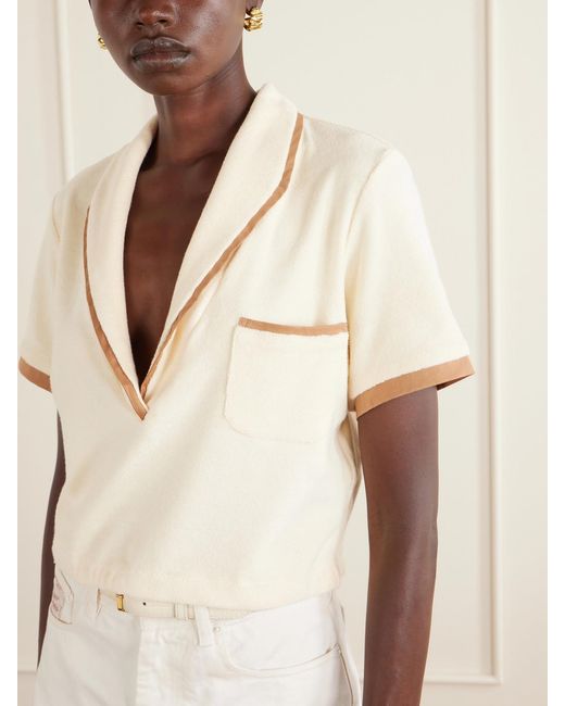 Johanna Ortiz Natural Terry Cropped Cotton-Blend Terry Top