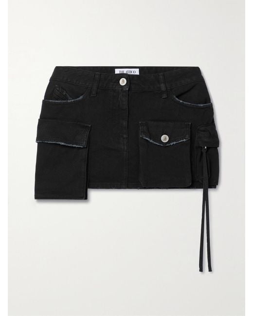 The Attico Black Fay Asymmetric Denim Mini Skirt