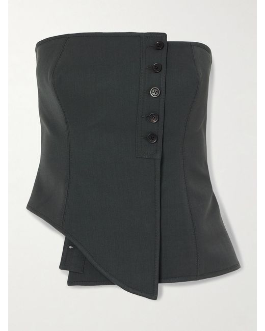 Jean Paul Gaultier Black Strapless Asymmetric Wool-Blend Twill Bustier Top