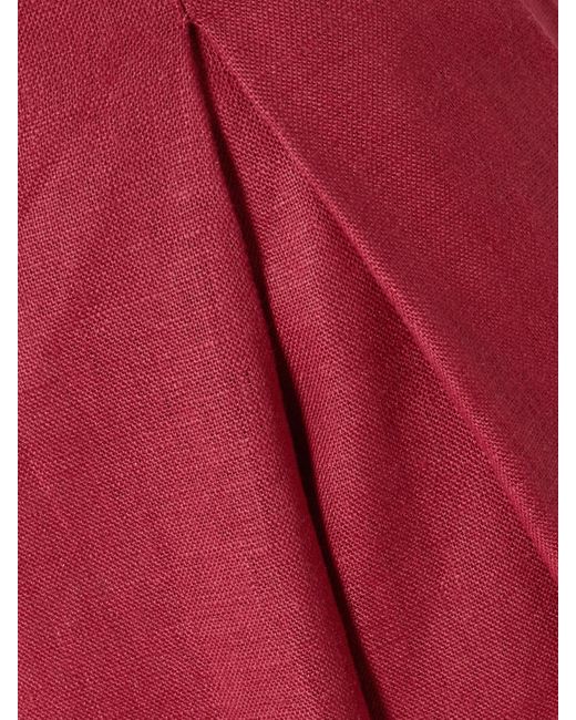 ANDRES OTALORA Red Desperte Pleated Linen Wide-Leg Pants