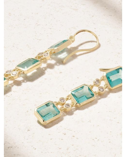 Ileana Makri Natural Tile Drop 18-Karat Apatite And Diamond Earrings