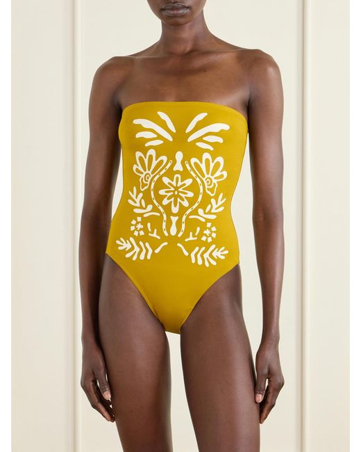 Eres Yellow Maharani Strapless Printed Swimsuit