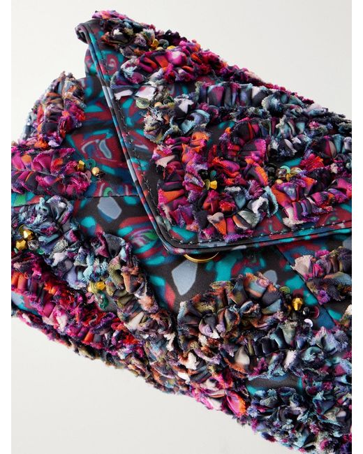 Dries Van Noten Blue Bead-Embellished Embroidered Clutch