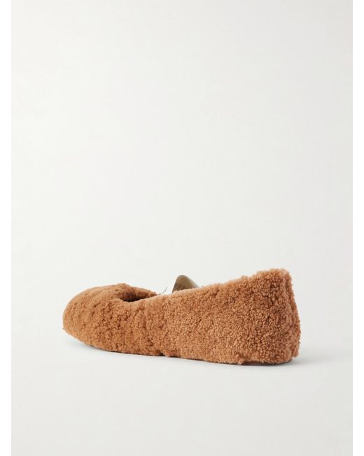 Moon Boot Brown Shearling Ballet Flats