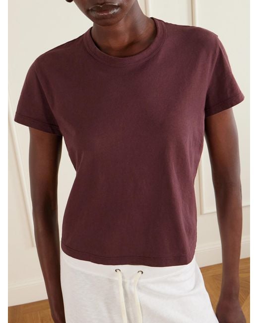 James Perse Red Cropped Cotton-Jersey T-Shirt