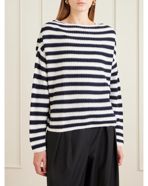 Allude Blue Striped Cotton And Cashmere-Blend Sweater