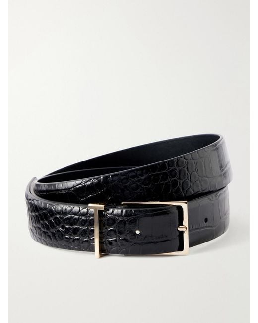 Tom Ford Black Croc-Effect Leather Belt