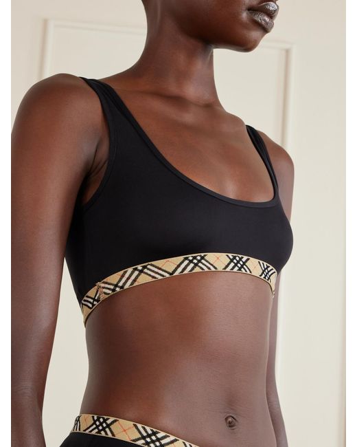 Burberry Blue Samphire Checked Bikini Top