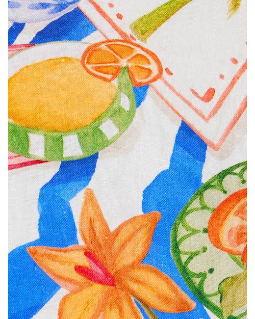 Haut Raccourci Dos Ouvert En Lin Mélangé Imprimé Farm Rio en coloris Blue