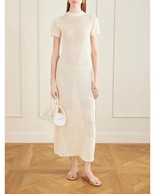 Escvdo White Pallay Open-Knit Cotton Maxi Dress