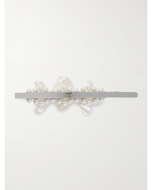 Simone Rocha Natural Bow-Detailed-Tone Faux Pearl Hair Clip