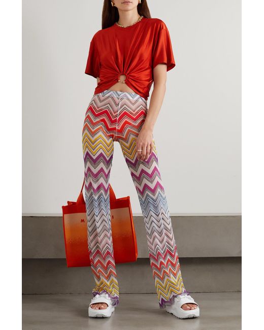 Missoni Mare Striped Stretch-tulle Flared Pants in Pink | Lyst