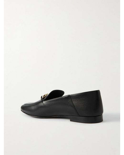 Ferragamo Black Louis Collapsible-Heel Embellished Leather Loafers