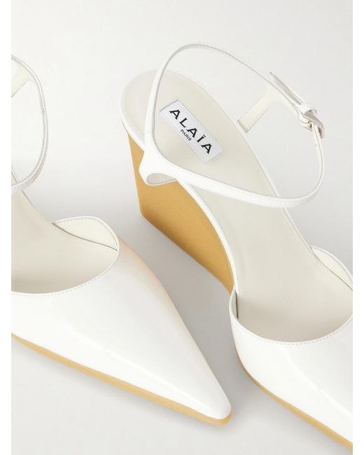 Alaïa Natural Patent-Leather Wedge Pumps
