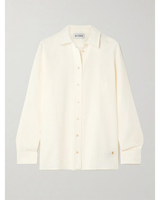 ÉTERNE Natural Constance Embellished Cotton-Gauze Shirt