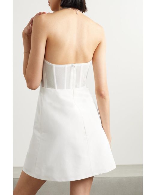 Carolina Herrera White Strapless Silk-Faille And Tulle Mini Dress