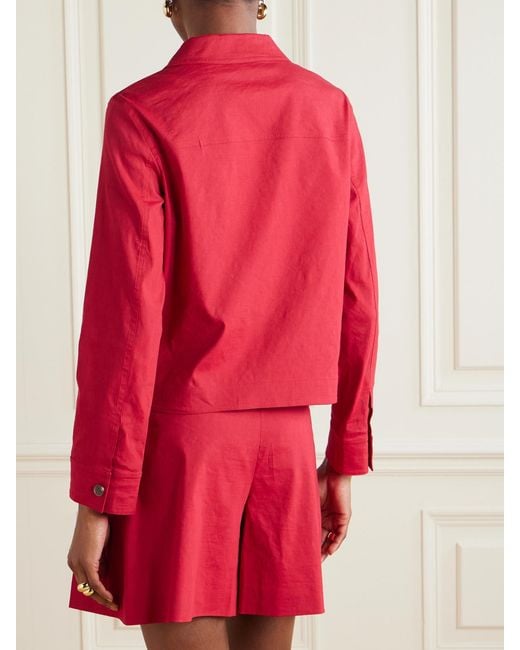 Theory Red Linen-Blend Jacket