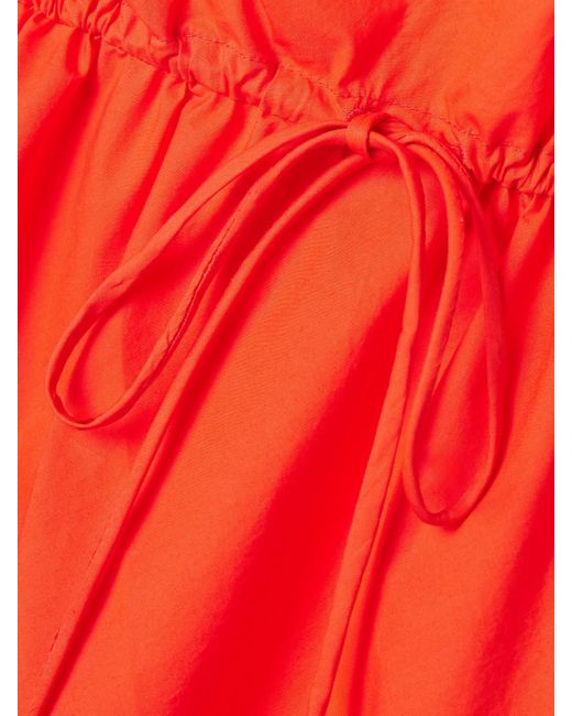 Rosie Assoulin Red Schulterfreies Midikleid Aus Baumwollpopeline