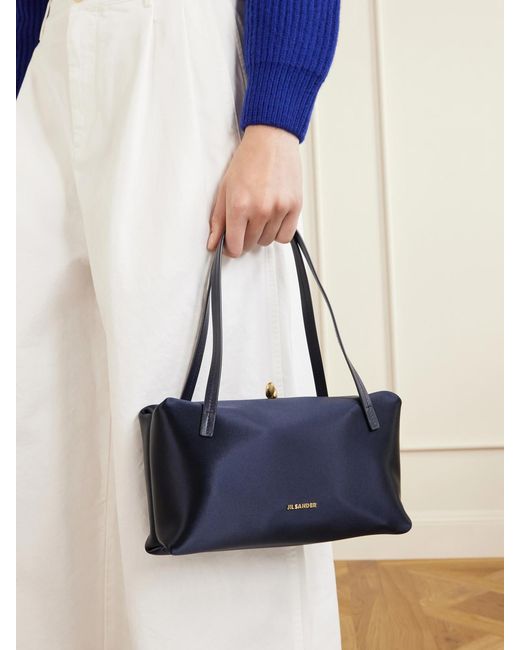 Jil Sander Blue Goji Pillow Satin Shoulder Bag