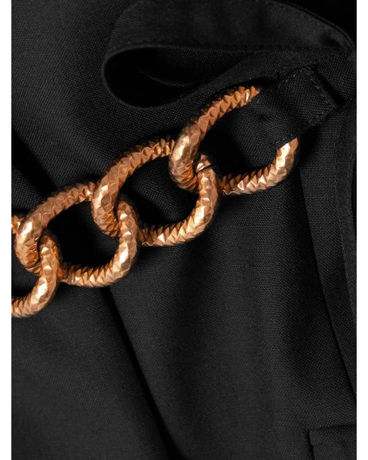 Givenchy Black Chain-Embellished Wool Wrap Blazer