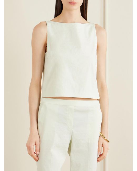 Theory White Linen-Blend Top