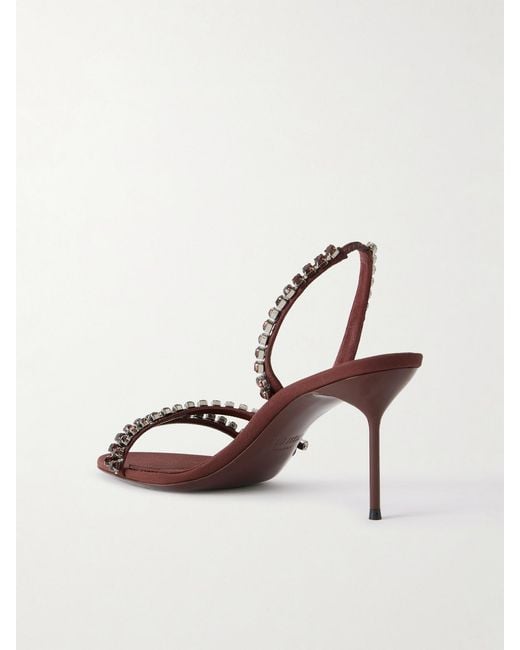 Paris Texas Red Lidia 70 Crystal-Embellished Crepe Slingback Sandals