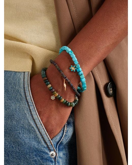 Sydney Evan Natural Small Lightning Bolt 14-Karat, Opal And Diamond Bracelet