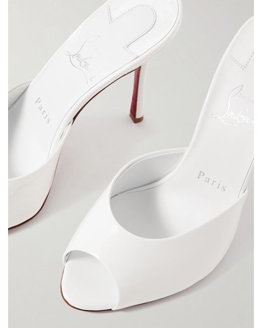 Christian Louboutin White Me Dolly 100 Patent-Leather Mules