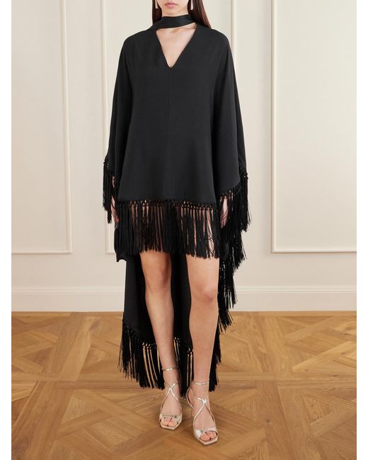 Taller Marmo Black Cecil Fringed Crepe Kaftan