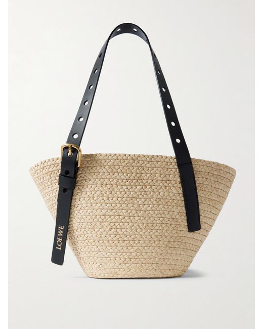 Sac À Main En Raphia À Finitions En Cuir Punch Hole Small X Paula's Ibiza Loewe en coloris Natural