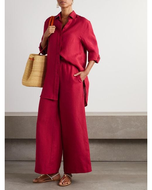 Eres Red L'Intemporel Mignonette Linen Shirt