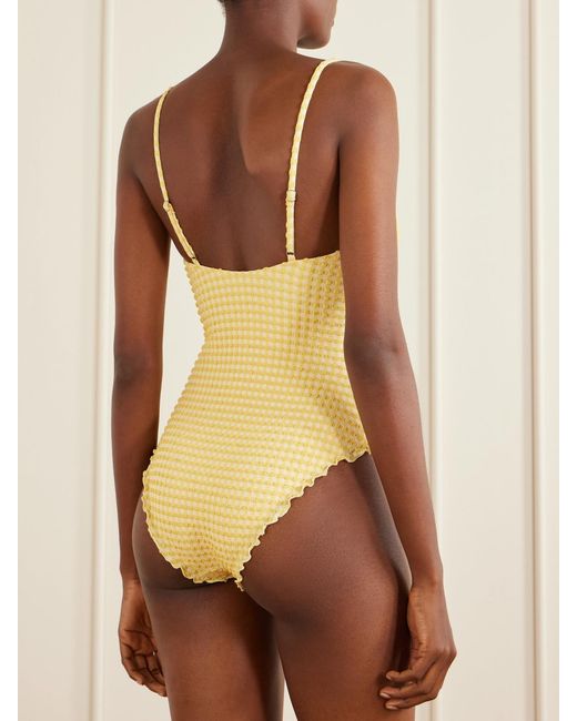 Jonathan Simkhai Yellow Suni Checked Swimsuit